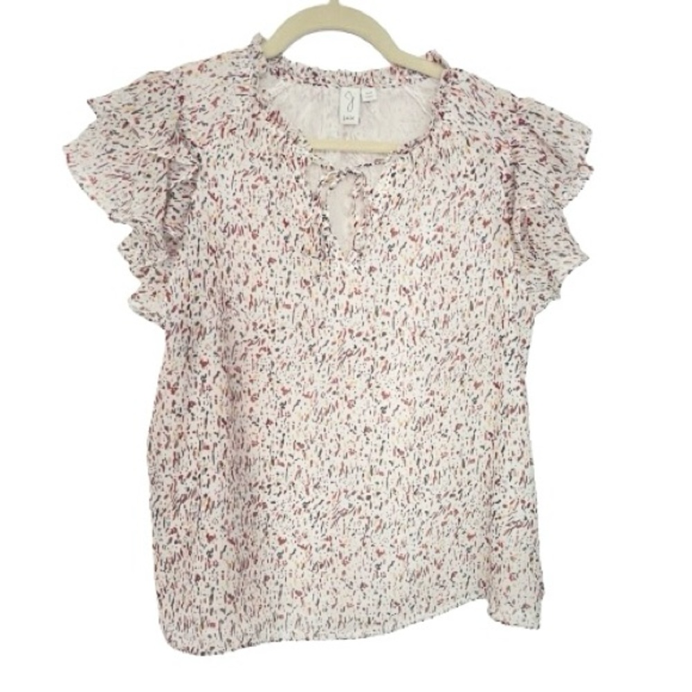 Joie Tie Neck Top Blouse Flutter Sleeves